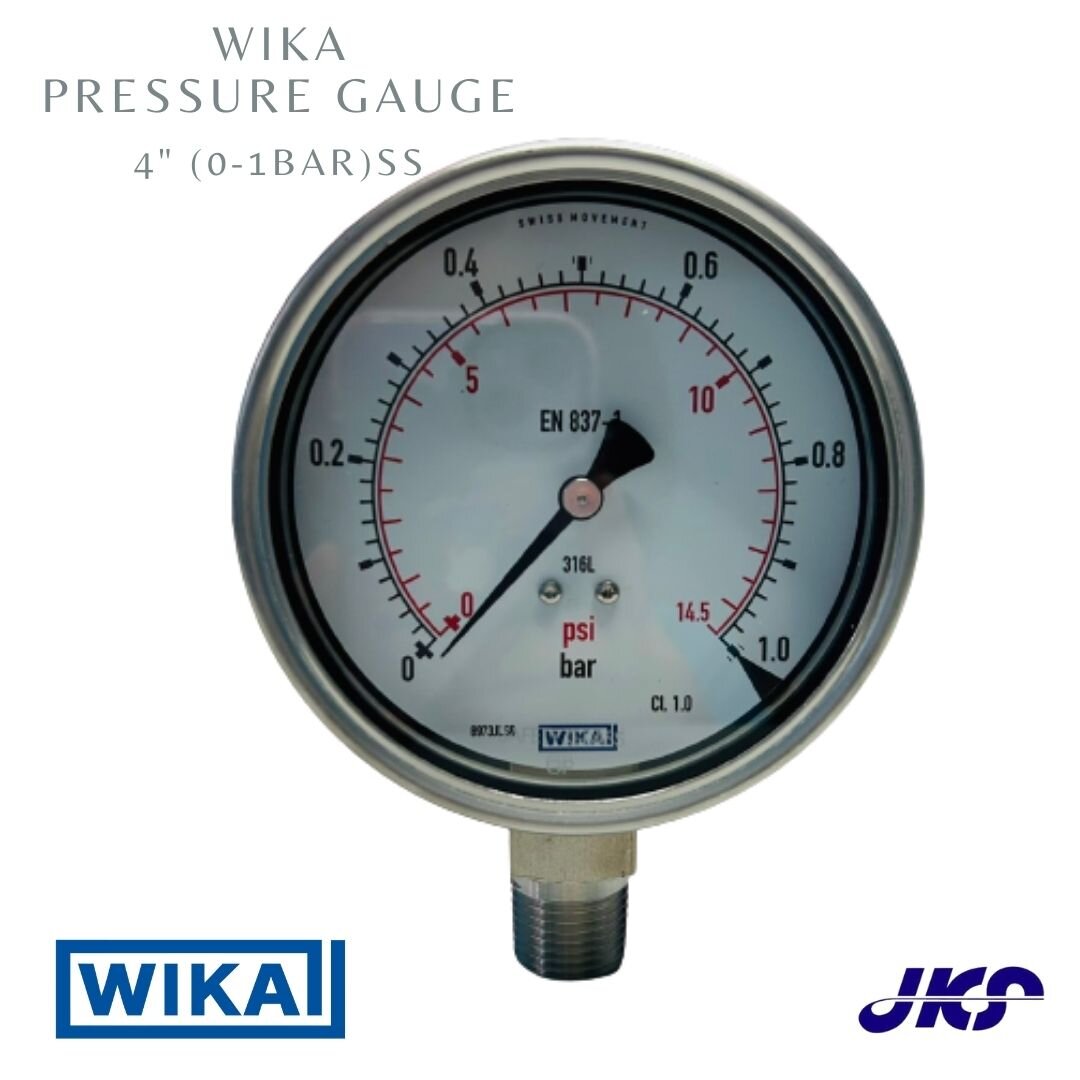 Wika Pressure Gauge 4" (01Bar) SS บริษัท เจ เค เอส อินเตอร์เนชั่นแนล