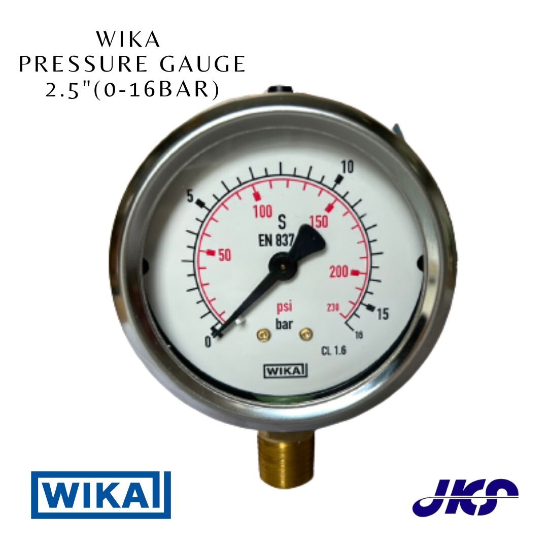 Wika Pressure Gauge 2.5" (016Bar) บริษัท เจ เค เอส อินเตอร์เนชั่นแนล (ปทท) จำกัด