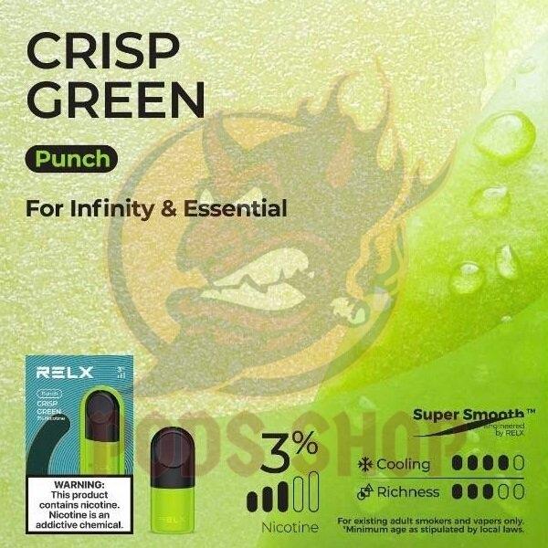 Relx Infinity Crisp Green Apple บุหรี่ไฟฟ้า น้ำยาบุหรี่ไฟฟ้า Pod