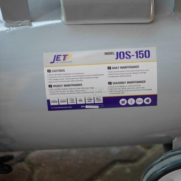 JET JOS150 ปั๊มลมเสียงเงียบ 750W. 50 ลิตร (ผลิตลม 135 ลิตร/นาที