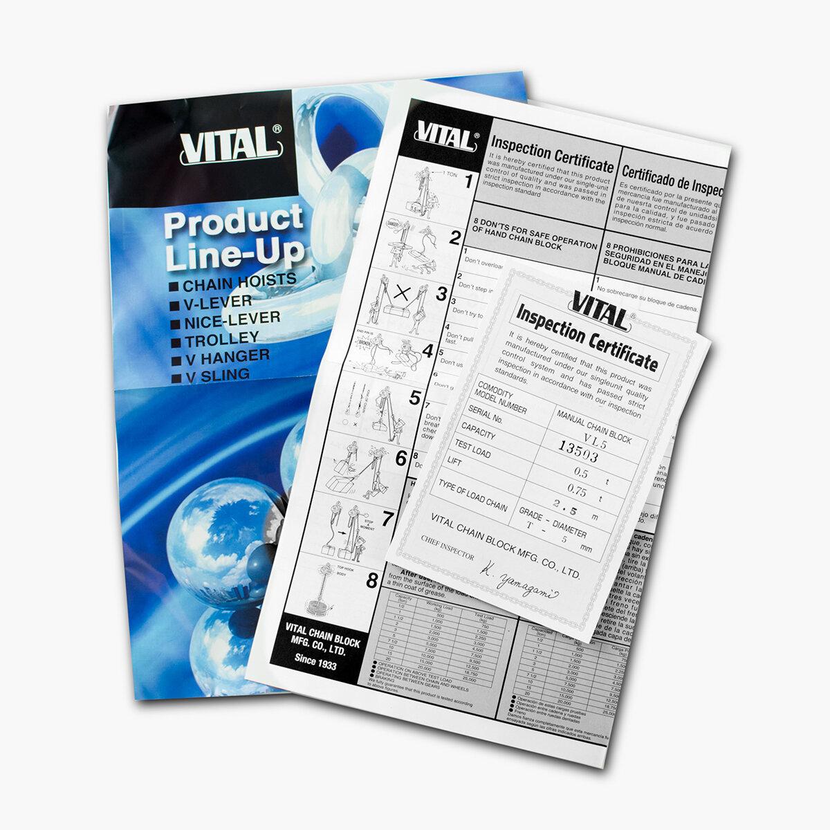VITAL VL5-05 รอกโซ่มือสาว 0.5 ตัน ระบบลูกปืน (ระยะยก 2.50 ม.| โซ่ 1 ทบ ...