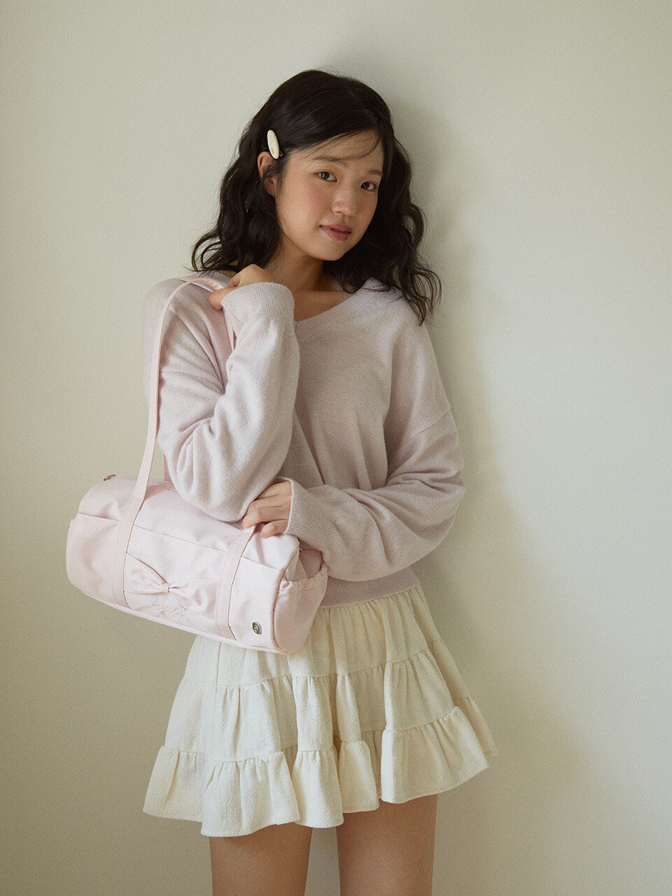 [ovuni]Fluffy ribbon bag_pale pink★日本未入荷 PRE-KOREA) - ovuni - fluffy ribbon bag / pale pink - Frankpapier
