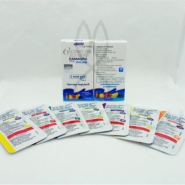 Kamagra Oral Jelly 1 Week Pack I คามากร้าเจลลี่ กล่อง 7 ซอง 7 รสชาติ