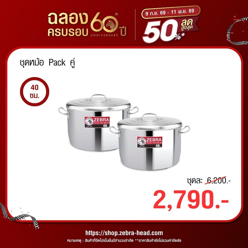 ZEBRA ชุดหม้อ Pack คู่ ขนาด 45 ซม. 1855120 - ZEBRA Thailand