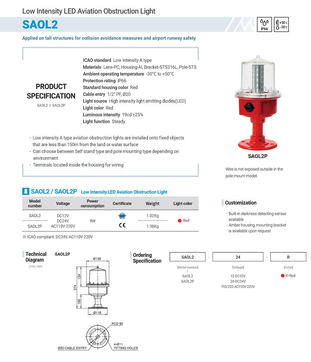 [SAOL2P] Ø139mm Low Intensity LED Aviation Obstruction Light - Qlight ...