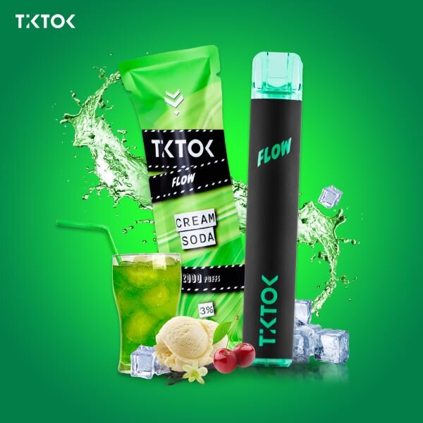 [Disposable Pod] TIKTOK Flow Cream Soda 2000 Puff [แท้] ติ๊กต็อกโฟลว์