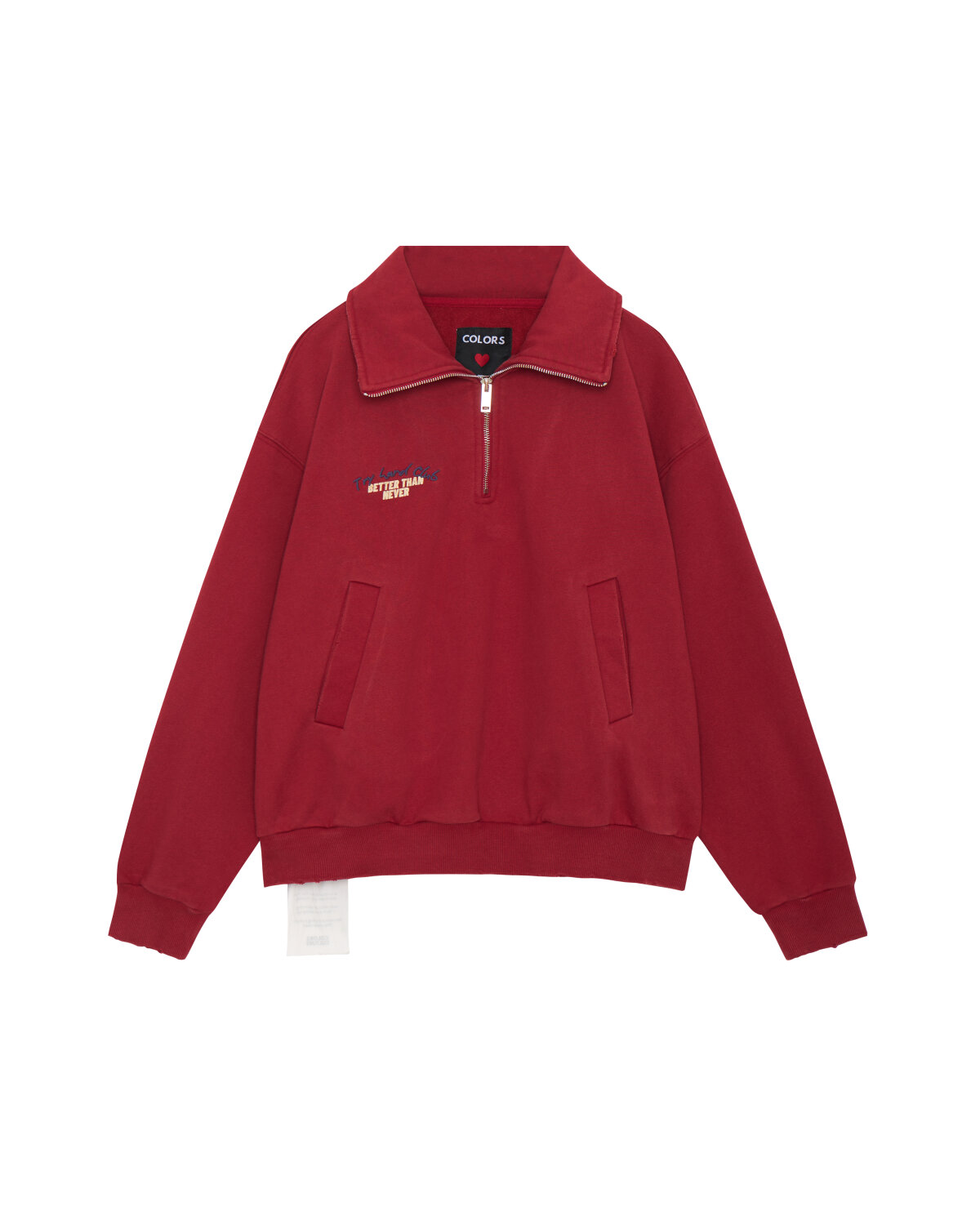 TRY HARD CLUB HALF ZIP OVERSIZED SWEATSHIRT - RED - COLORS CULTURE