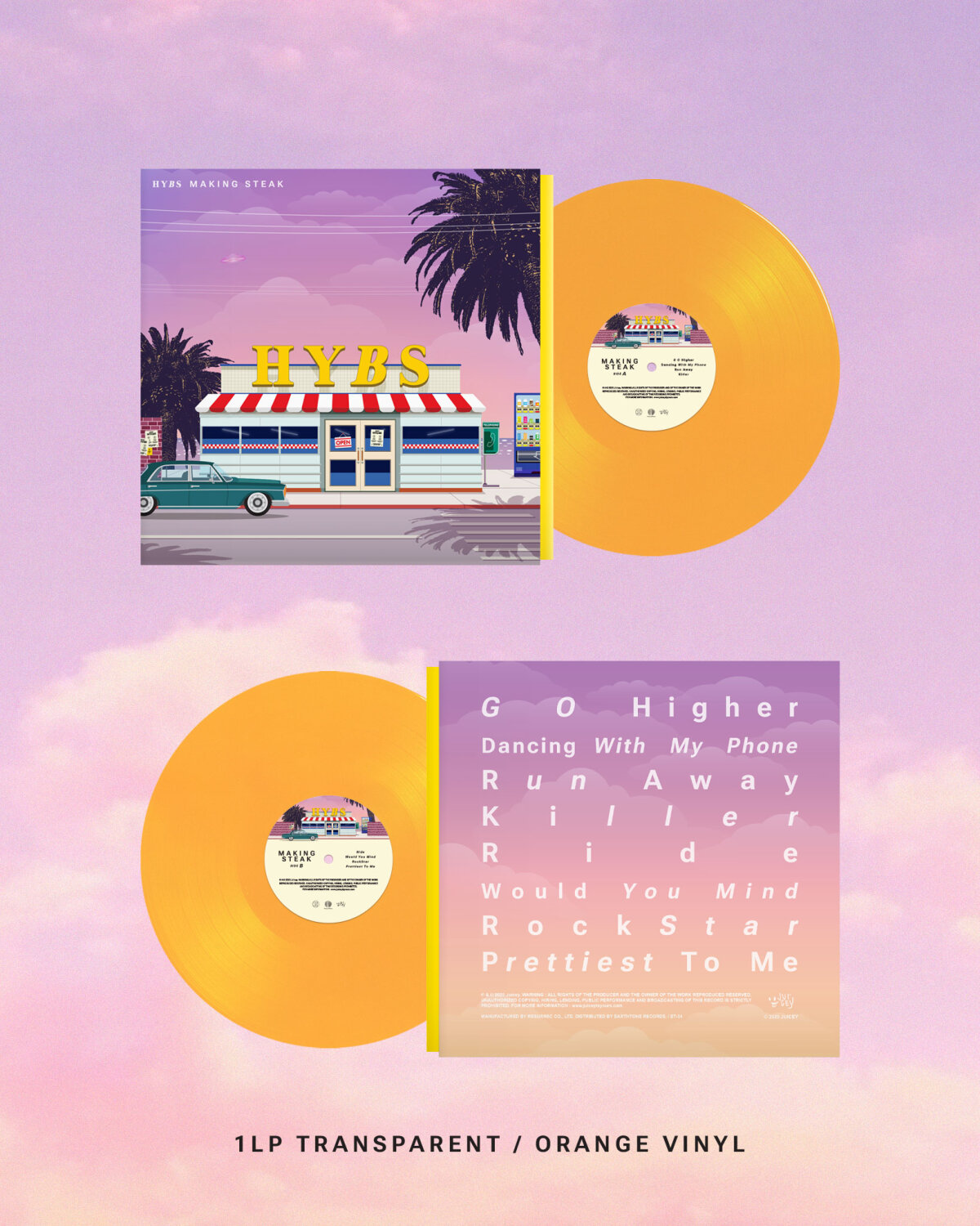 HYBS 「 Making Steak」 ORANGE VINYL HYBS : Making Steak : 1LP Transparent Orange Vinyl