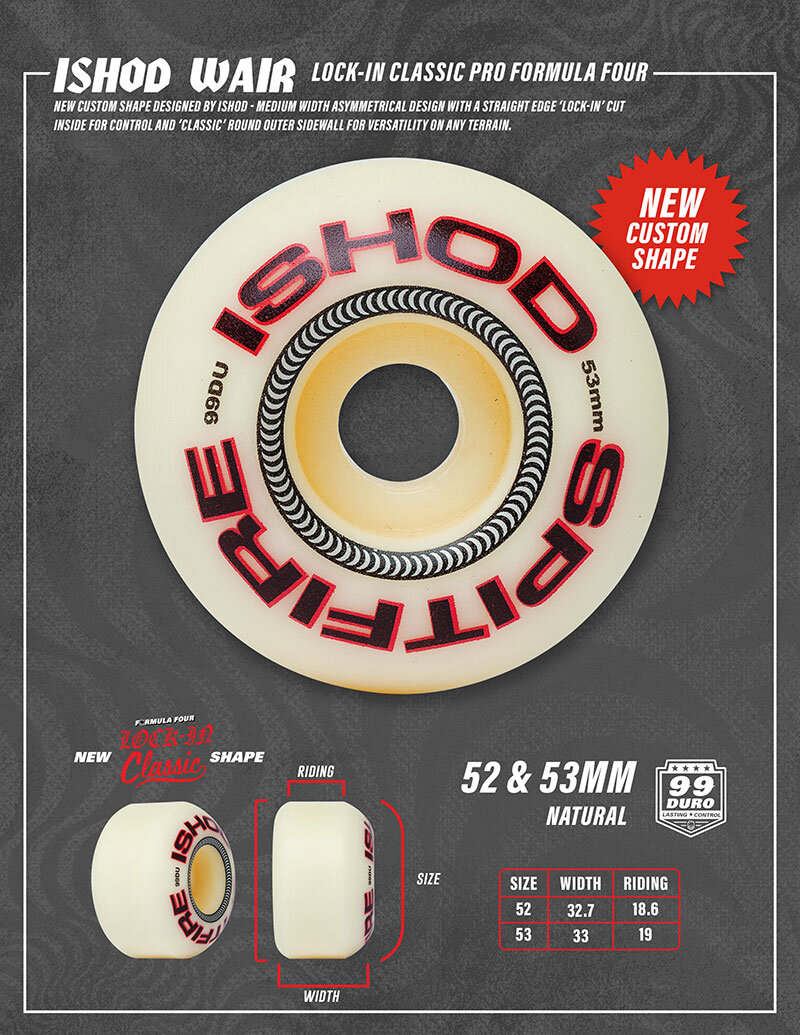 Spitfire F4 ISHOD カスタムシェイプ 53mm 99du SPITFIRE 53mm : F4 99D Ishod Lock In Classic Pro 53mm - StreetBOX